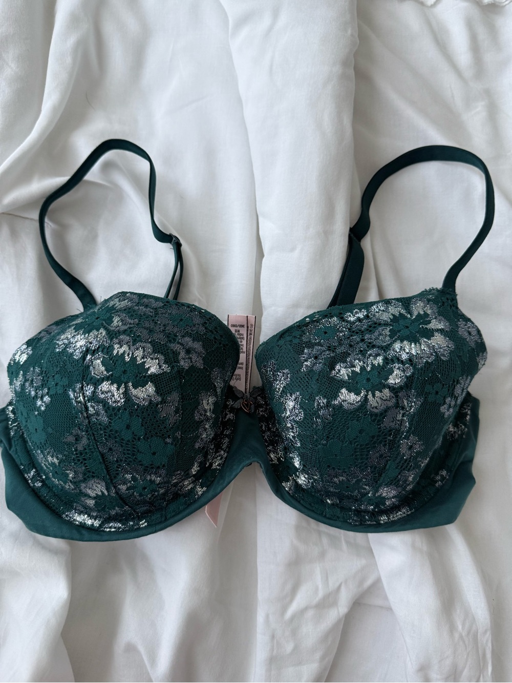 Victoria’s Secret Lace Overlay Push-Up Bra - Forest Green